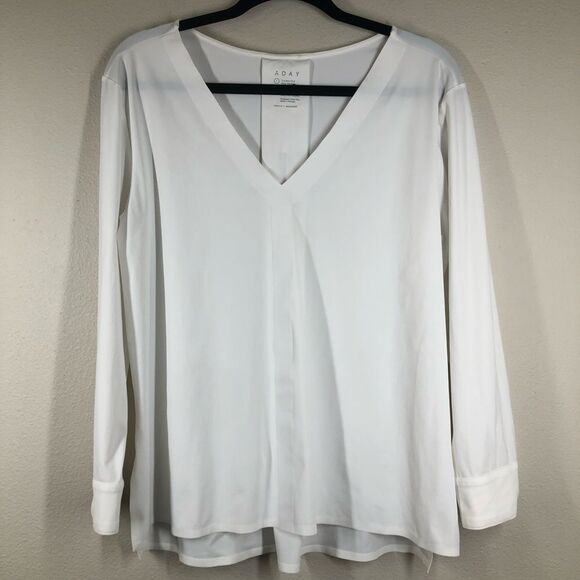 ADAY Something Tailored Shirt Minimalist Quiet Luxury Women's Dress Shirt Large - Picture 1 of 8